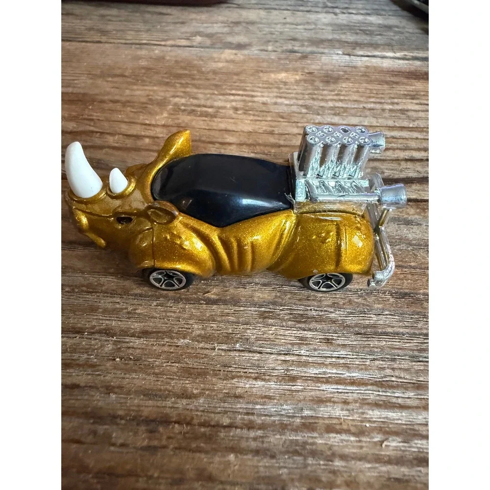 VTG 90s Matchbox Rhino Rod Diecast Car Gold Animal Toy Chrome Engine 1994